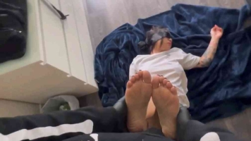 Drunken out party girl limp feet play